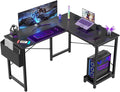 50-inch L-Shaped Gaming Desk with CPU Stand - Black