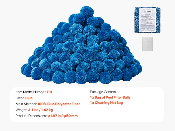 SucceBuy Pool Filter Balls 1.5 lbs-4.6 lbs Reusable Blue/White Polyester Fiber Filter Media with Wash Bag for Pool Aquarium Tank