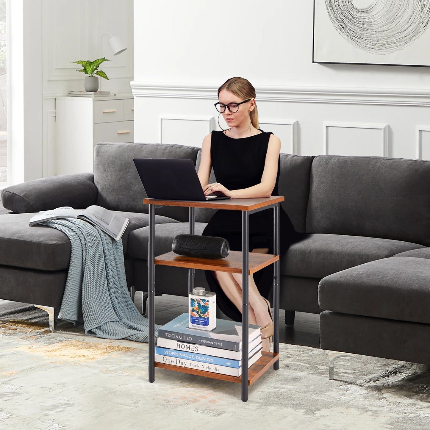 2/3-Tier End Table - Space-Saving Side Table w/ Adjustable Feet & Steel Frame for Bedroom & Living Room | AlluCanFind