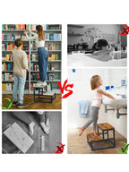 2-Step Stool for Adults & Kids, Heavy-Duty Steel & Wooden, Supports 500lbs, Ideal for Kitchen, Bedroom, Bathroom