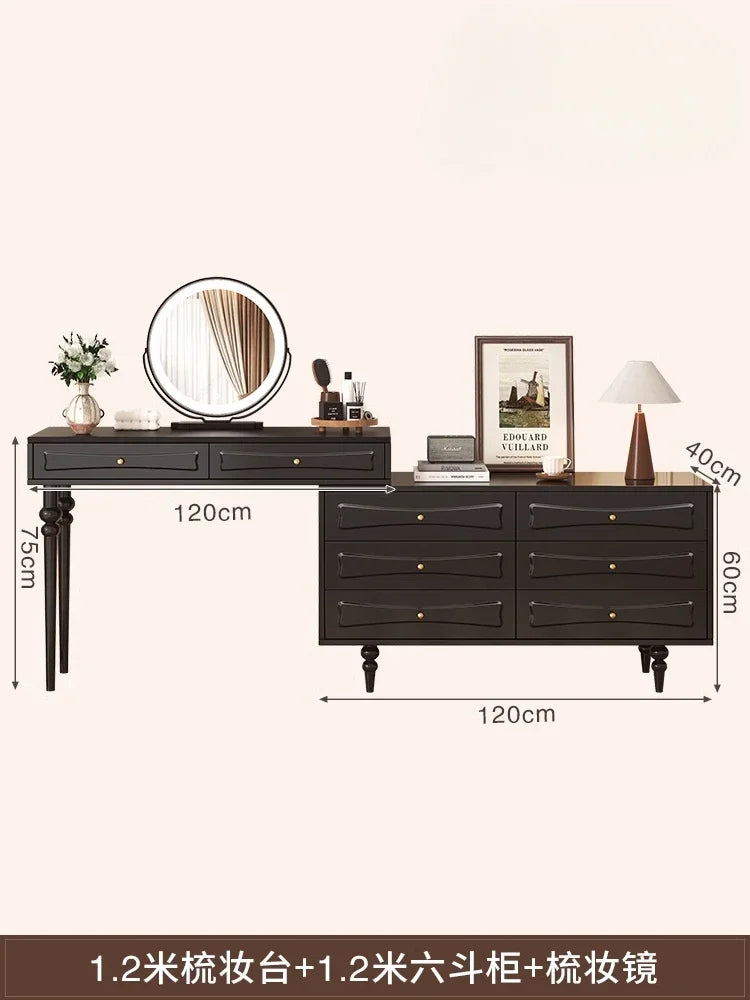 American Solid Wood Dresser Modern Simple Bedroom Vanity Table with Mirror Storage Cabinet Home Furniture Tocador Mueble FYDT