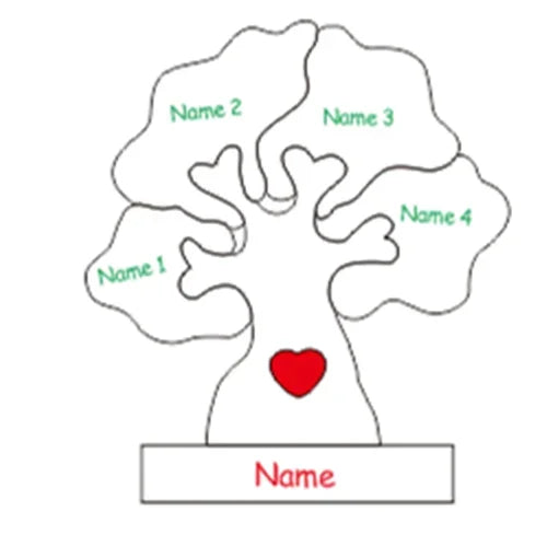 Wooden Family Tree Puzzle,Personalized Customized Free Engraving Custom Name Christmas Tree,Desktop Ornament Decorations Gifts