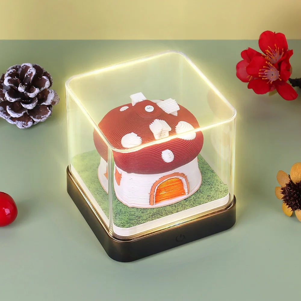 Omoshiroi 3D Calendar 2026 Mushroom 3D Notepad Led Memo Pad Note Paper Art 3D Sticky Note Blocks Office Accessories Novelty Gift
