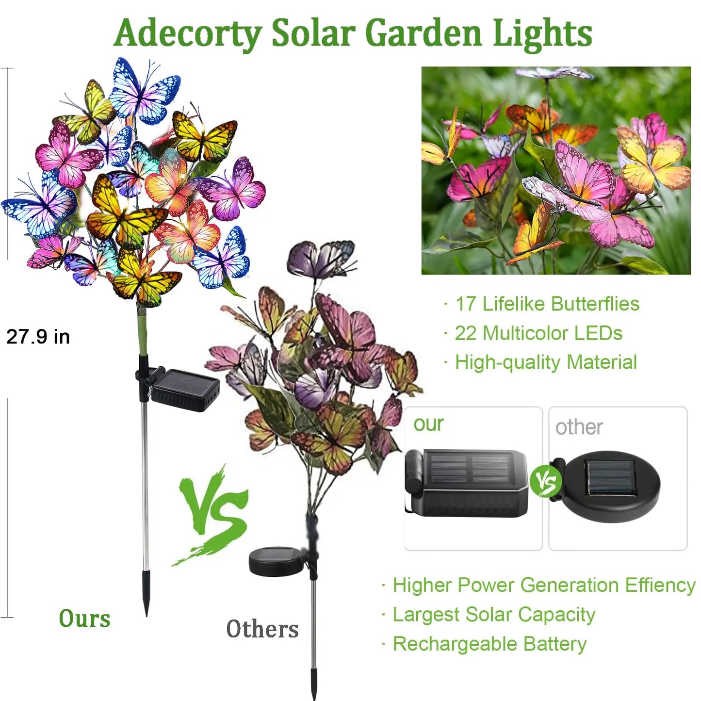 Solar Garden Light Outdoor Waterproof Decorative Solar Light LED Butterfly Solar Lights for Garden Yard Patio Lawn Outdoor Decor