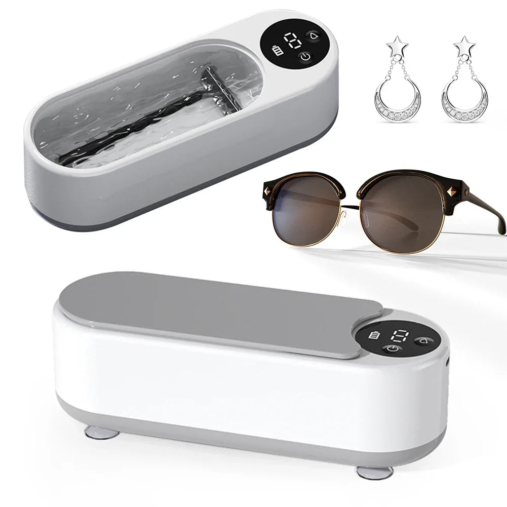 Ultrasonic Jewelry Cleaner Machine Portable Glasses Cleaner Eyeglass Washing Tool USB Rechargeable for Retainer Eyeglass Watches