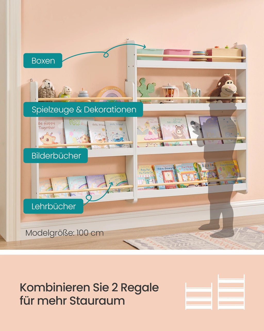 SONGMICS Children's Bookshelf 4 Level toys Shelf CHILDREN'S room Playroom