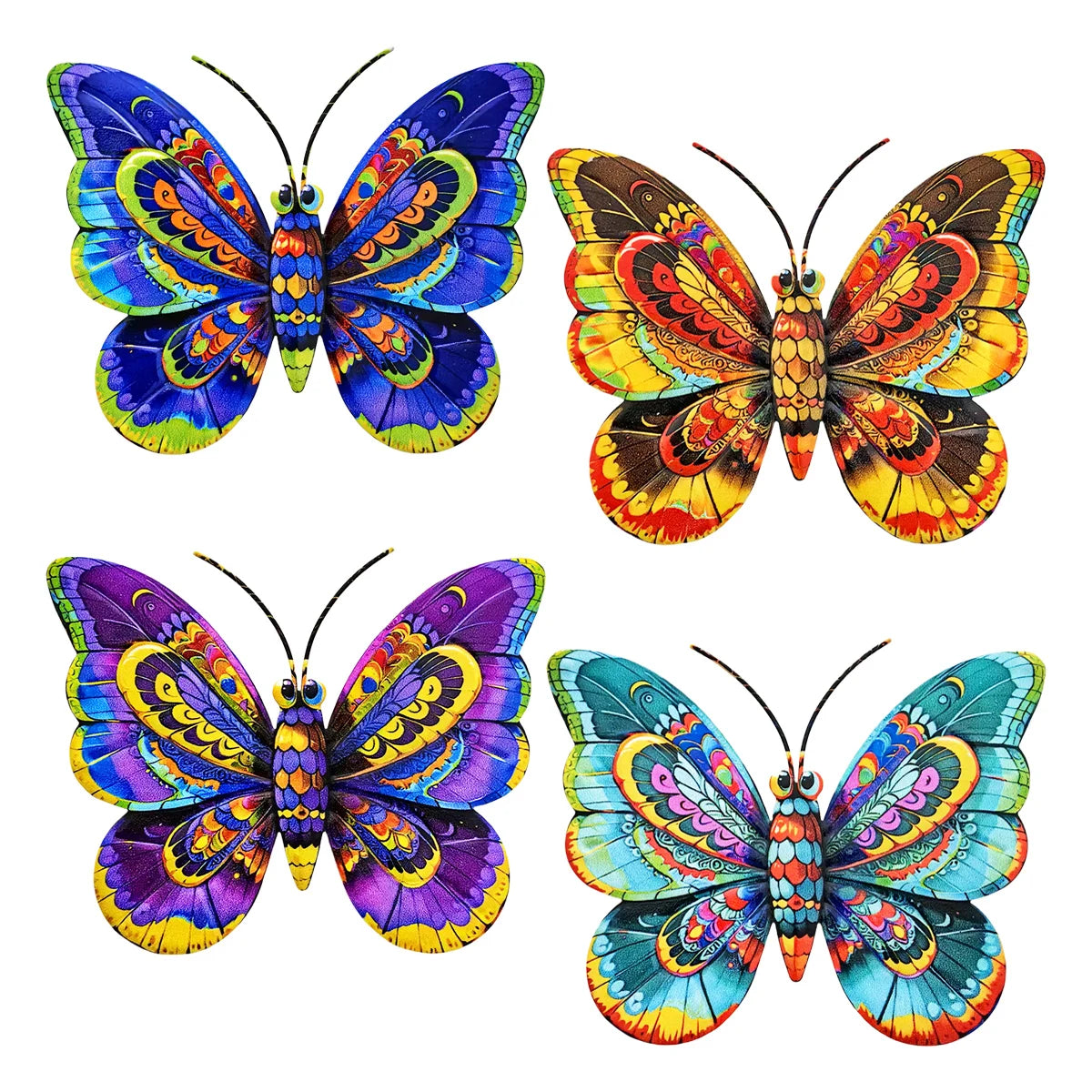 Metal Art Butterfly Wall Decor Colorful Iron Art Butterfly Sculptures Butterfly Hanging Ornaments for Outdoor Home Garden Yard