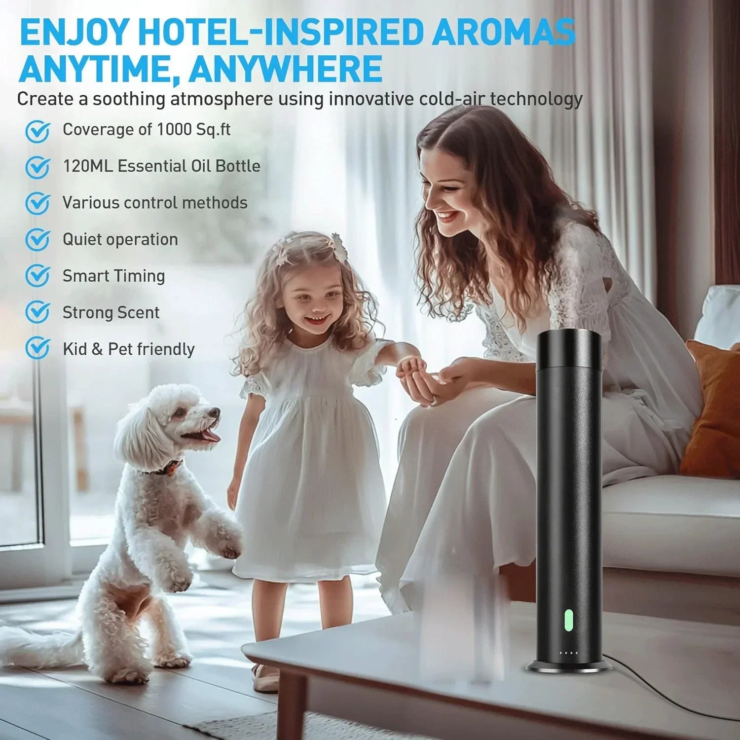 Waterless Essential Oil Diffuser with Remote Aluminium Alloy Scent Air