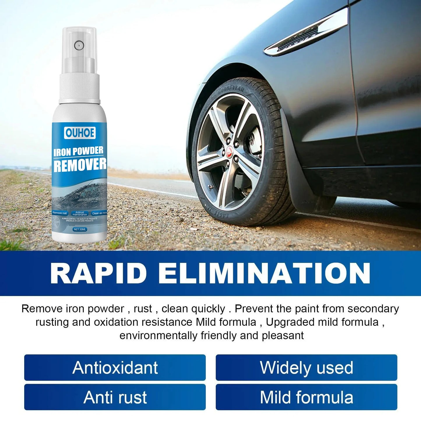 Automobile Iron Powder Rust Remover Spray  Anti-Rust Remover For Cleaning Cars Rust Removal Spray For Metal Surface