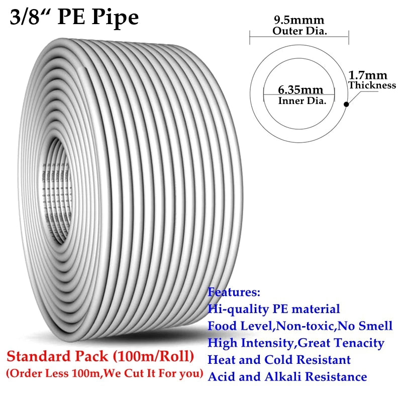 1/4" 3/8" PE Pipe Food Grade Water Purifier Pipe Hi-quality Soft Tube Aquarium Flexible Hose Reverse Osmosis Water Pipe