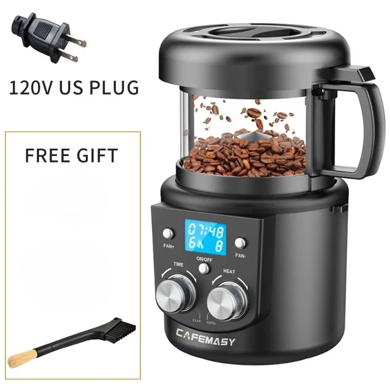 CAFEMASY 80-100g Home Coffee Roaster Electric Mini No Smoke Coffee Beans Baking Roasting Machine 110-240V Coffee Bean Roaster