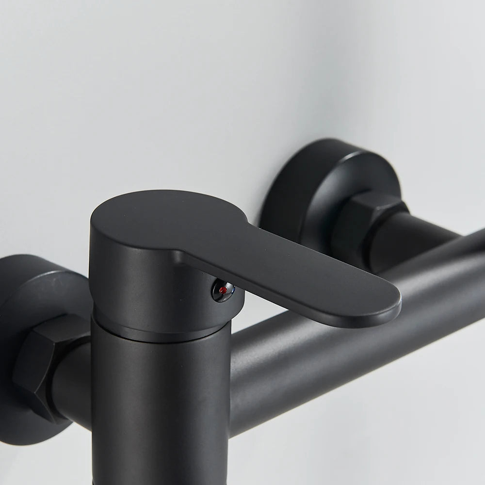 Black Bathtub Faucet Wall Mounted Waterfall Bath Shower System Embedded In Wall Tub Water Tap Shower Mixer Faucet
