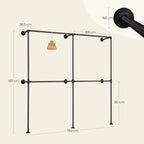 WOLTU Wall Mounted Open Wardrobe with 1&5 MDF Shelves Steel Tube Clothes Rail Industrial Style Coat Rack for Cloakroom Bedroom