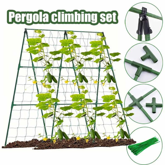 Garden A-Frame Vegetable Plant Climbing Frame Kit Grow Supports Fit Climbing Rustproof Vine Cucumber Trellis Tomatoes Grapes