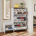 Shoe Cabinet with 3 Flip Drawers Adjustable Storage Organizer Freestanding Entryway Bench Indoor Hallway Bedroom Shoes Rack