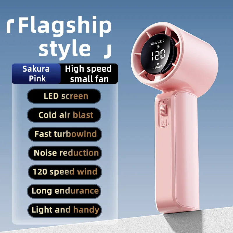 Noise Reduction Handheld Mini Fan Battery Portable Rechargeable Fan wi
