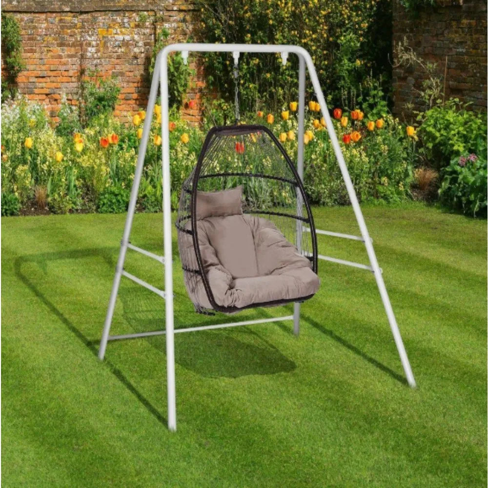 5.9 ft. Metal Hammock Stand in White for Hanging Chair, Outdoor Indoor Bedroom Patio Garden Balcony