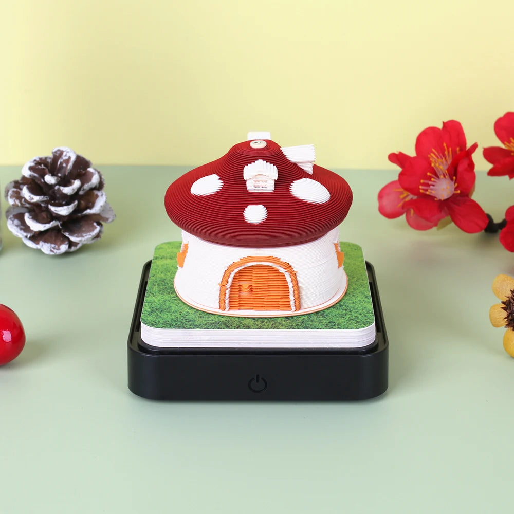 Omoshiroi 3D Calendar 2026 Mushroom 3D Notepad Led Memo Pad Note Paper Art 3D Sticky Note Blocks Office Accessories Novelty Gift