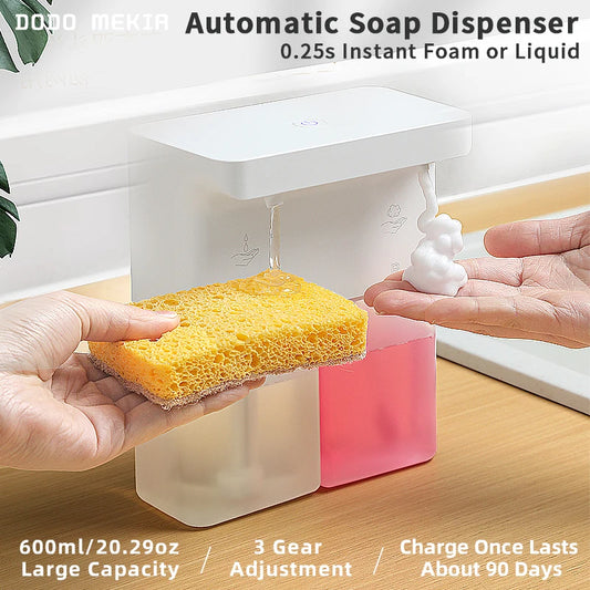 New Automatic Dishwashing Liquid Sensor Kitchen Double Head Gel Foam Hand Sanitizer Soap Dispenser Wall Hanging