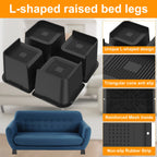 4Pcs Heavy Furniture Foot Non-Slip Bed Risers Household Heightening Feet Support 5000 lbs Sofa Tables Bed Furniture Accessories