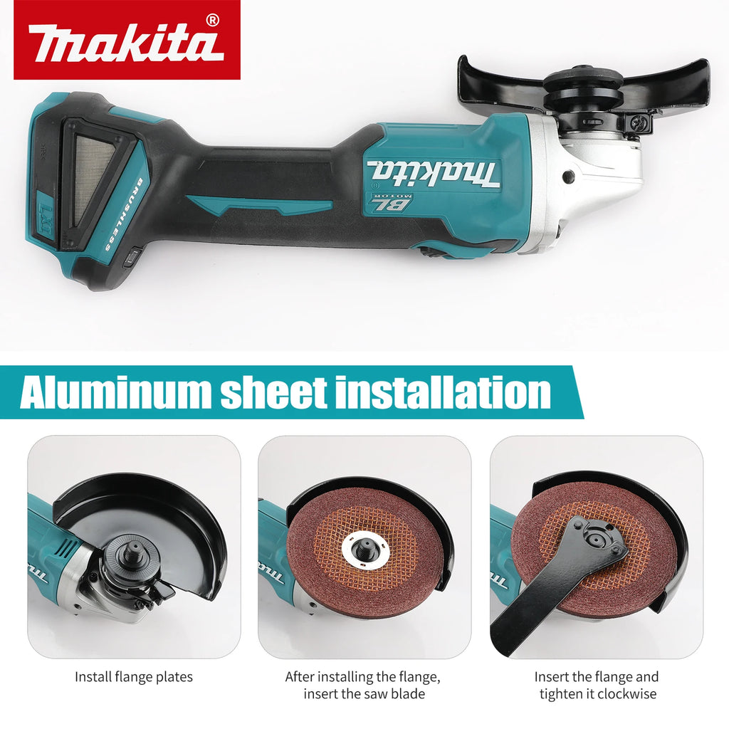 Makita DGA404 125/100mm Brushless Lithium Electric Angle Grinder Rechargeable Cutting Machine High Power Polishing Machine