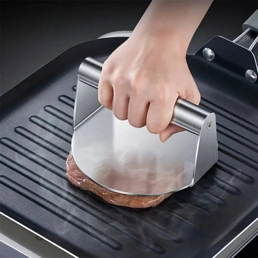 3Pcs Kitchen Accessories, Stainless Steel Burger Press, Spatula & Lid, Non-stick Kitchen Tools, Useful Kitchen Items for Home