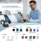 4-in-1 Magnetic Wireless Charging Station - 15W Fast Charger with Foldable Night Light for iPhone, Apple Watch & AirPods | AlluCanFind