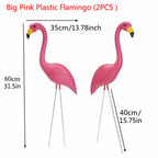 2PCS Pink Flamingos Yard Decorations 29"/23" Tall Plastic Flamingo Statue Metal Stakes Lawn Ornaments Outdoor Garden Decor