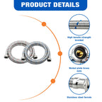KING SMART 6 FT Washing Machine Hose; Premium Stainless Steel Braided Burst Proof for Hot and Cold Water Supply Lines; 81021