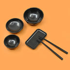Decorative Toy 1:6 Dinner Plate, Bowl, Chopsticks, Tray for Dollhouse Kitchen: Miniature Model Set