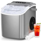 COWSAR Ice Maker Countertop, Portable  Machine with Self-Cleaning, 26.5lbs/24Hrs, 9 Bullet  Cubes in 6 Mins,  Basket
