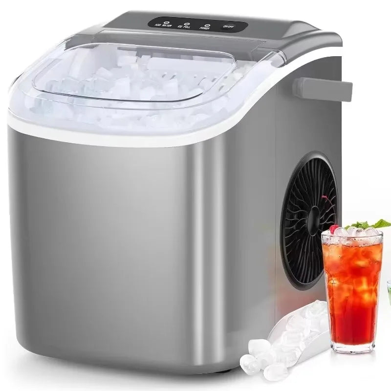 COWSAR Ice Maker Countertop, Portable  Machine with Self-Cleaning, 26.5lbs/24Hrs, 9 Bullet  Cubes in 6 Mins,  Basket
