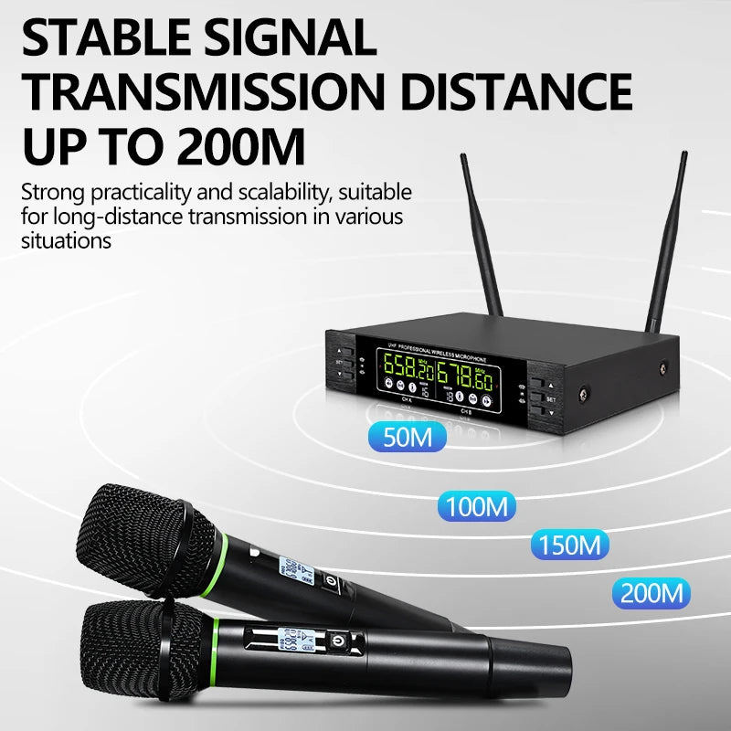 Professional wireless microphone 2 channels charging handheld home karaoke KTV performance singing microphone