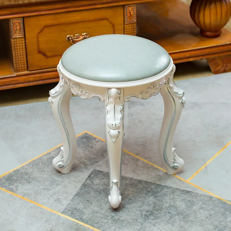 European Fabric Pouf,Modern Round Tea Table Stool, High-Quality Manicure Seat, Living Room Sofa Side Ottoman, Versatile Seating.
