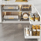 ZEXEF Kitchen Pull-Out Bowl and Dish Rack Cabinet Storage Rack Household Tableware Bowl and Dish Partition Drawer Storage