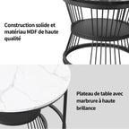 Anajqaqia Set of 2 Round Coffee Tables, Set Tables for Living Room, Stackable Sofa Table, Living Room Table, Black and White