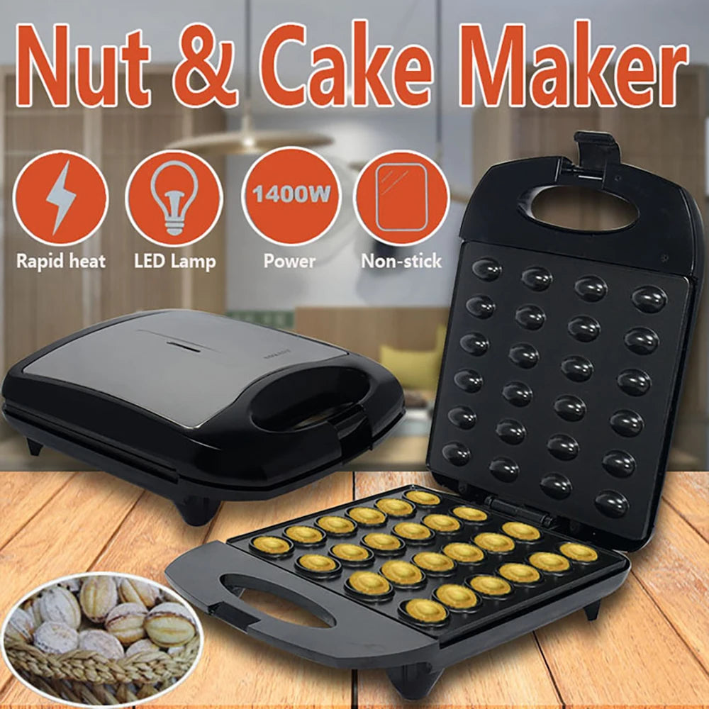 Houselin Mini Donut Maker Machine For Kid-Friendly Breakfast, Snacks & More with Non-stick Surface, Makes 24 Doughnuts,Black