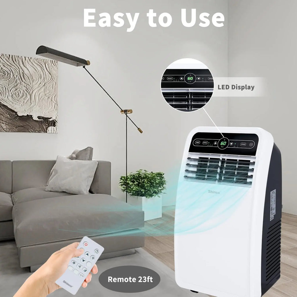 Shinco 8,000 BTU Portable Air Conditioner, AC Unit with Built-in Cool, Dehumidifier & Fan Modes for Room up to 200 sq.ft