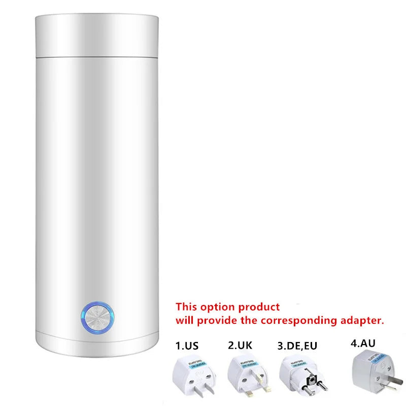 EU Plug Mini Portable Electrothermal Cup 400ML Travel Electric Kettle Heating Water Insulation Integrated Teapot Travel Thermos