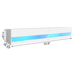 71" Floating TV Stand for 75/80" TV, Wall Mounted LED TV Stand w/Power Outlets, Modern High Gloss Media Console, White/Black