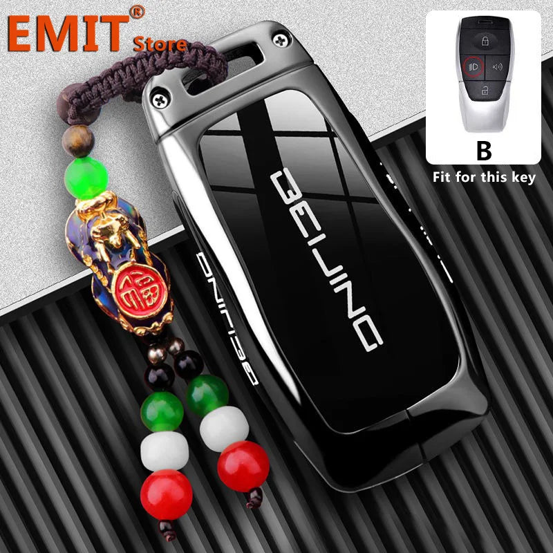 Zinc Alloy Car Key Case Cover for Baic Senova Beijing BJ40 BJ80 BJ30 BJ60 BJ90 F40 U7 X7 EX5 EC5 EU5 Keychain Shell Accessories