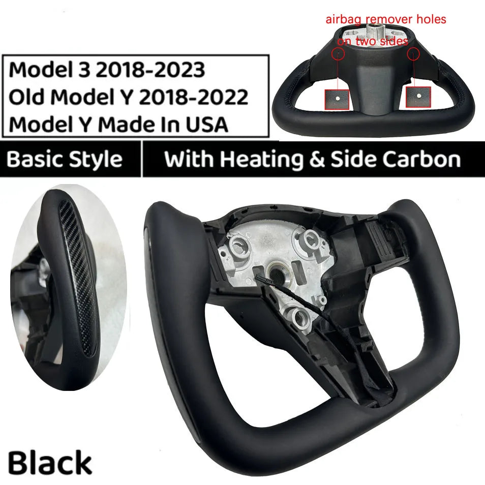  350mm Yoke Handle Steering Wheel With Heating Personalized NAPP Leather Accessories For Tesla Model 3/Y 2018-2022 Y 2022-2024
