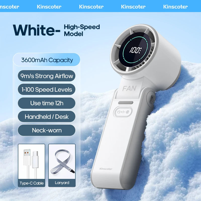 KINSCOTER Outdoor Foldable Turbo Fan - 3600mAh Rechargeable