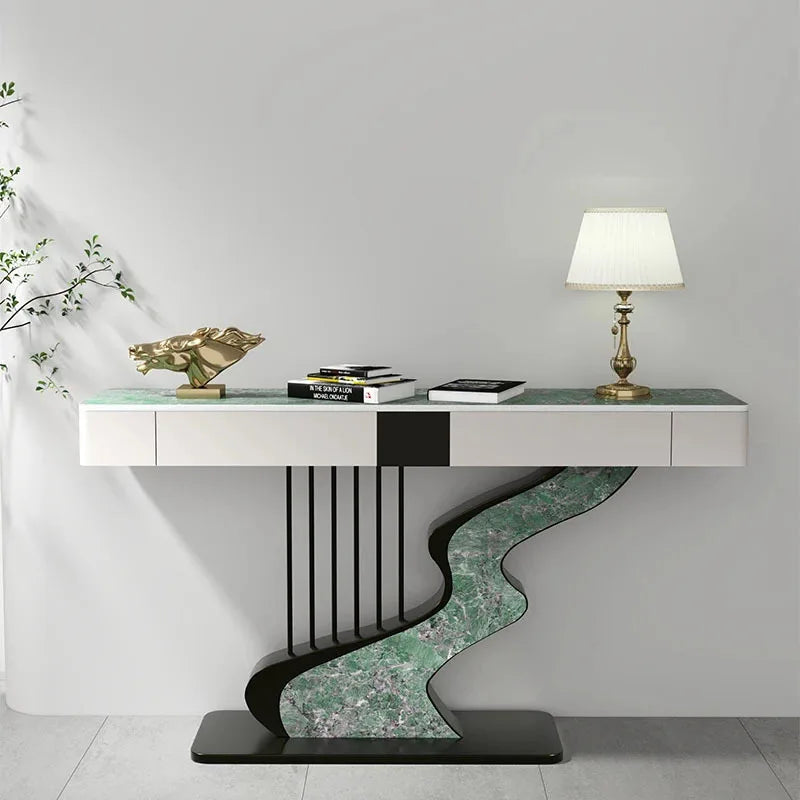 Nordic designer Fashion Wall Hall Porch Decorative Cabinet Semi-circular Slate Console Tables for Living Room Entrance Furniture