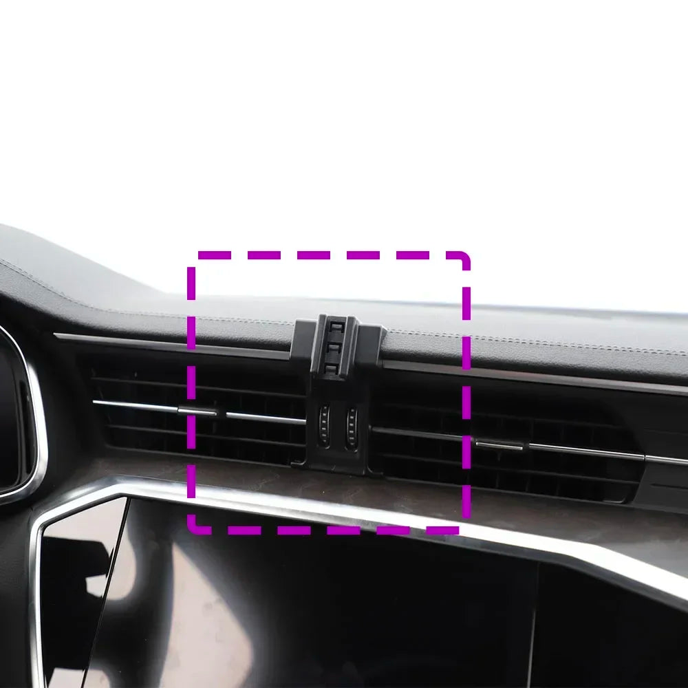 Car Phone Holder For AUDI A6 C8 A7 2019 2020 2021 2022 2023 2024 Special Fixed Bracket Base Wireless Charging Accessories