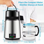 4L Water Distiller Purifier Filter 1 L/H Distilling Speed Dispenser Dr