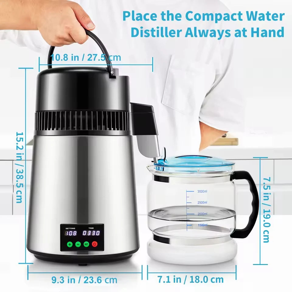 4L Water Distiller Purifier Filter 1 L/H Distilling Speed Dispenser Dr