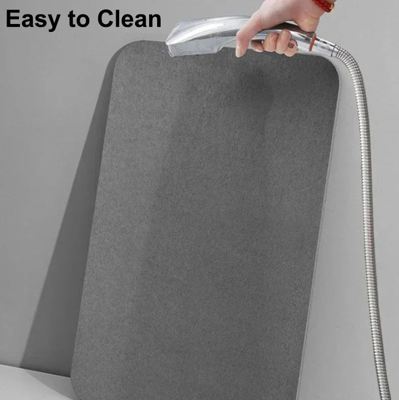Stone Bath Mat Natural Diatomaceous Earth Shower Mat Super Absorbent Quick Drying Bathroom Floor Mat Grey Rug Easy To Clean 2024