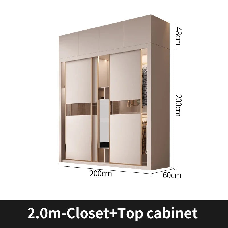 Sliding Door WardrobeNordic Modern Home Furniture Bedroom Desk Dresser In One Combination Light Luxury Corner Wardrobe furniture