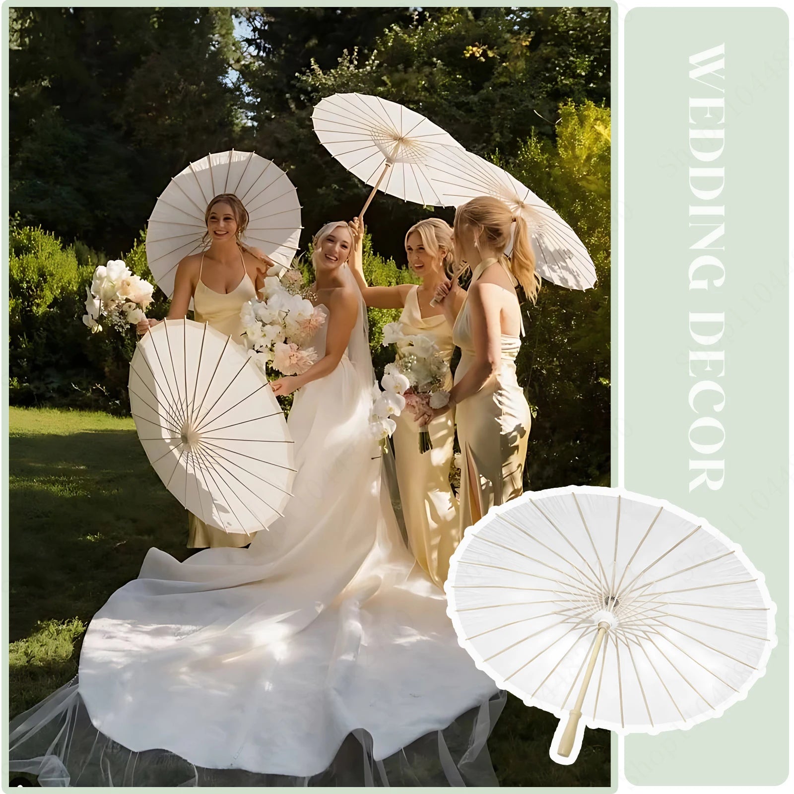 6-120Pcs 33inch Paper Umbrellas for Wedding Guest White Paper Parasol Umbrellas for Guests Wedding Photography Props with Fans